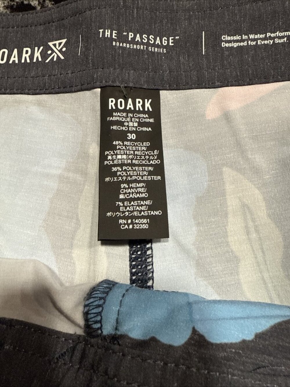 Roark Passage 18” Sierra Madre Boardshorts Dark Navy Mens Size 30 NWT RB389 - Picture 5 of 6